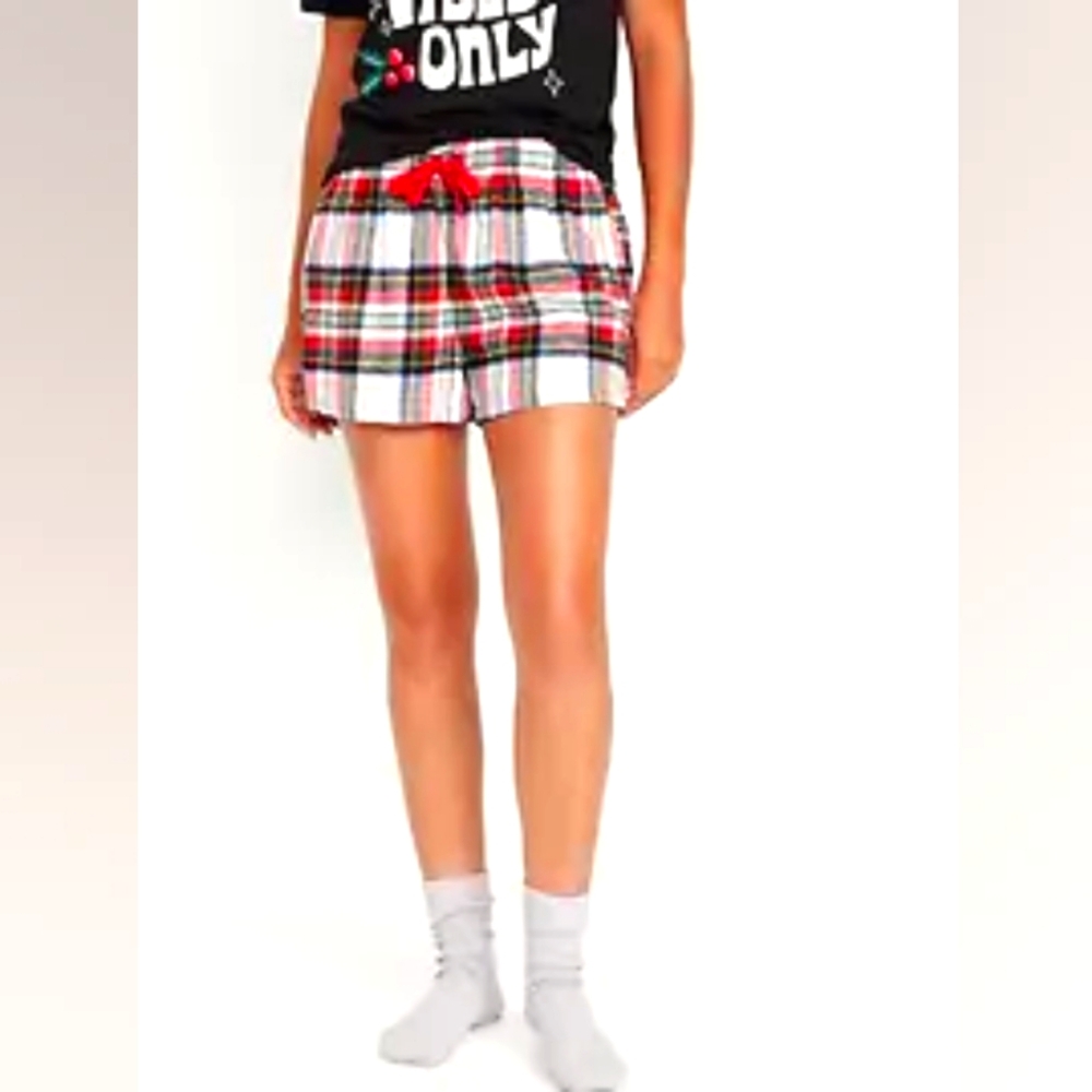 Womens flannel pajamas shorts 2.5 inch inseam